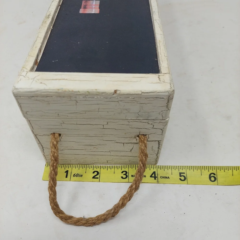 White Wooden Single Wine Bottle Box Clasp Closure Handle Decorative Storage